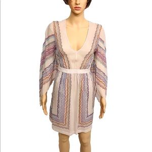 NWT BCBGMaxAzria Woven Scarf Silk Dress Cream S